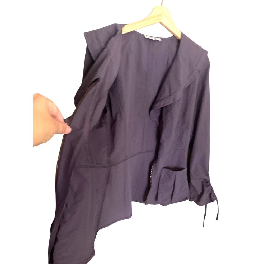 Hanna For The Journey Zip-Up Jacket  Ruffled Collar Women Size 1 Purple Plum - Picture 8 of 10